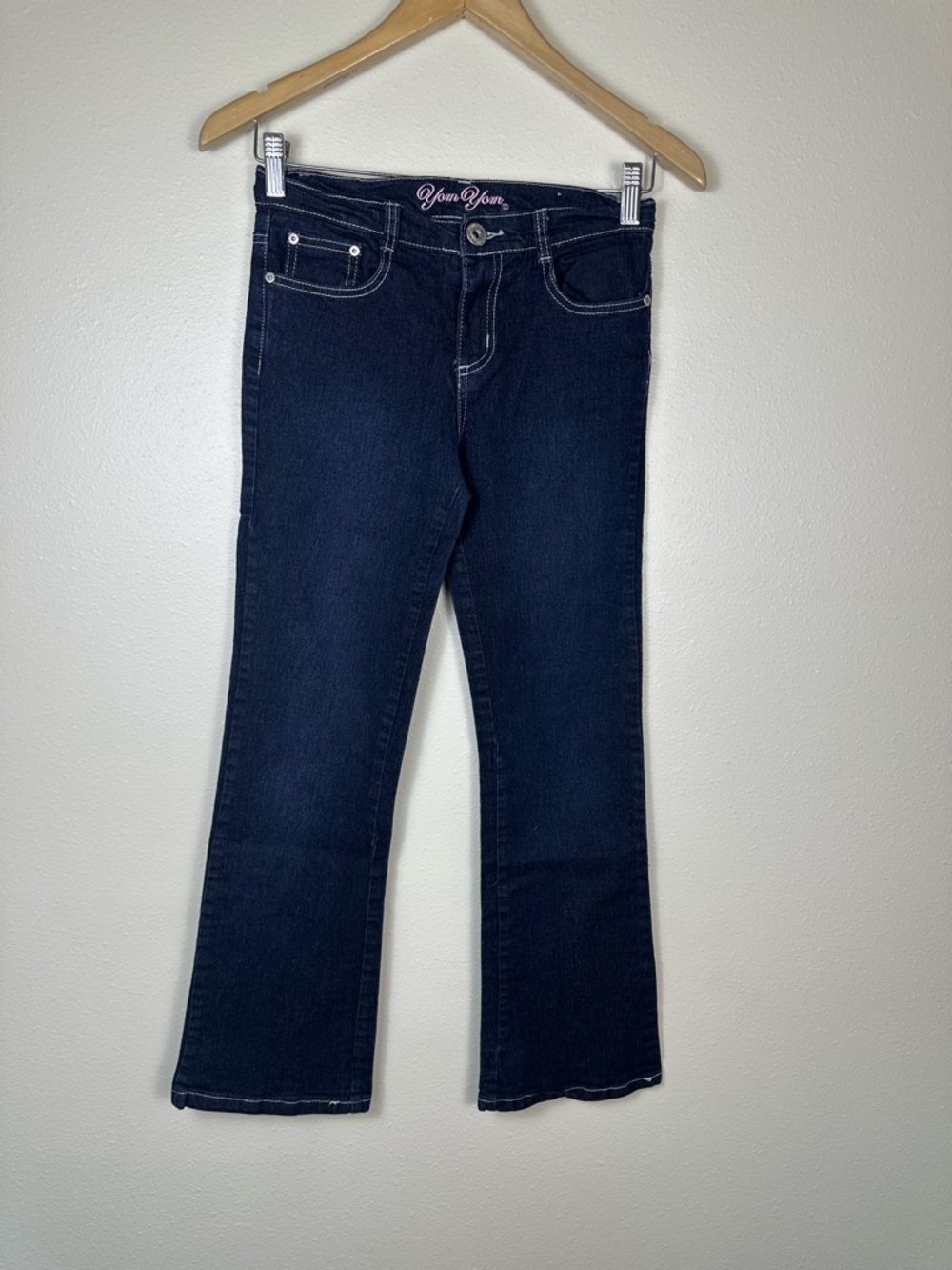 YOM YOM Y2K Girls 14‎ Embellished Pocket Dark Wash Blue Bootcut Jeans